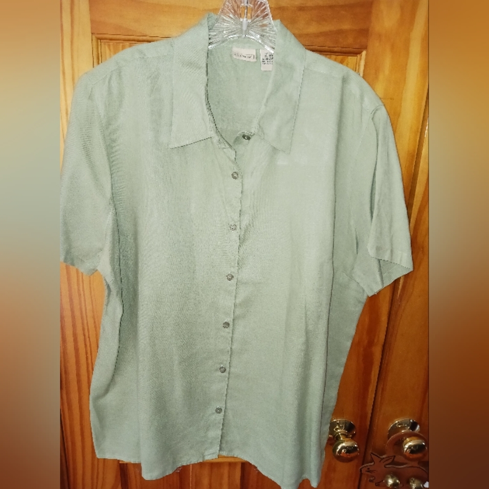 L.L. Bean 100% linen short-sleeved shirt XL EUC